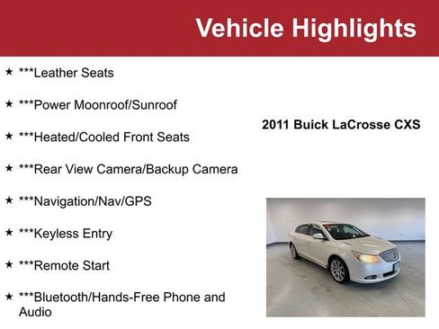 Used 2011 Buick LaCrosse CXS w/ Driver Confidence Package image 2