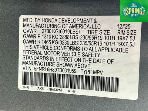 New 2026 Honda Odyssey Touring image 33