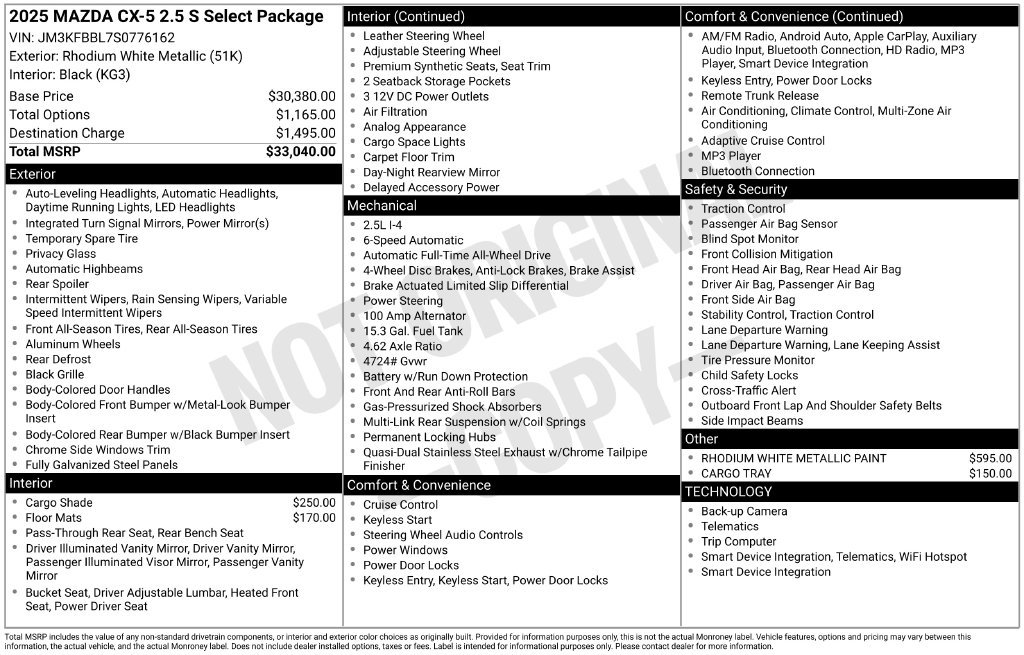 Used 2025 MAZDA CX-5 AWD 2.5 S w/ Select Package image 3