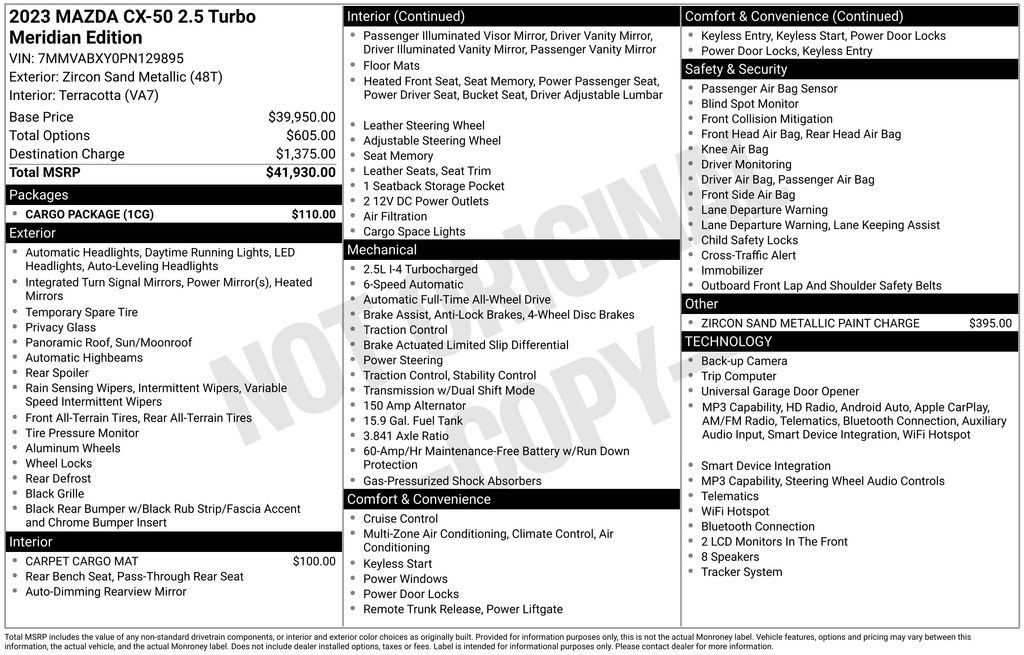 Used 2023 MAZDA CX-50 Meridian Edition w/ Cargo Package AWD/4WD image 2