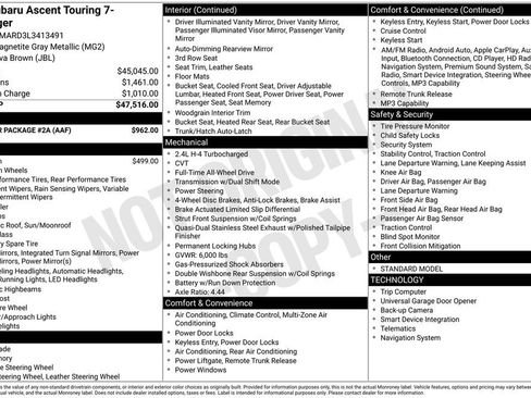 Used 2020 Subaru Ascent Touring w/ Popular Package #2A AWD/4WD image 2