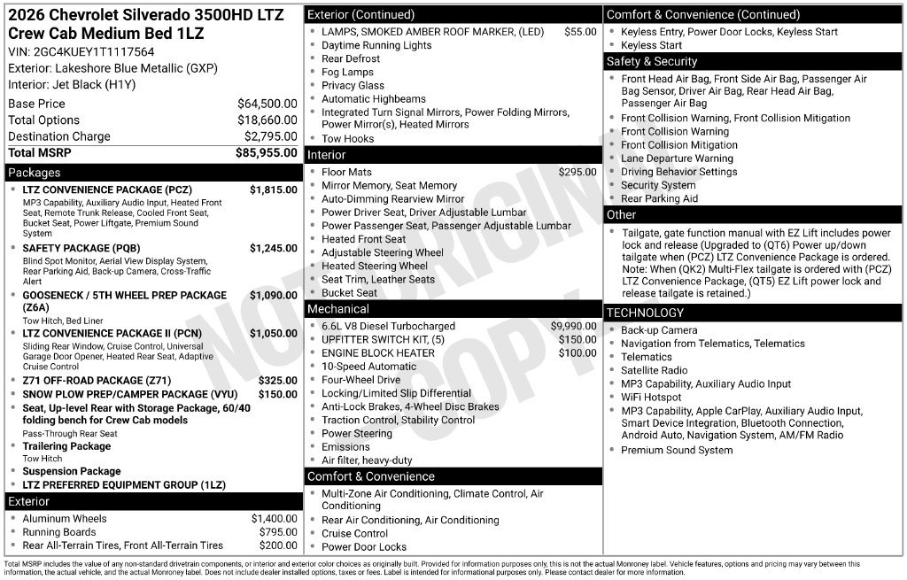 Certified 2026 Chevrolet Silverado 3500 LTZ w/ LTZ Convenience Package AWD/4WD image 39