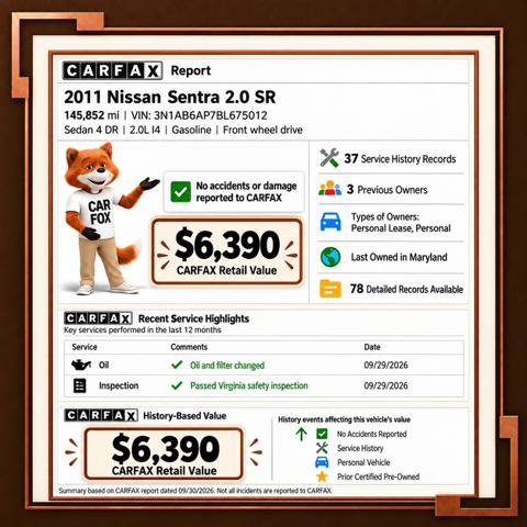 Used 2011 Nissan Sentra 2.0 SR w/ Convenience Pkg FWD image 2