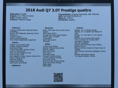 Used 2018 Audi Q7 3.0T Prestige w/ Prestige Package AWD/4WD image 49