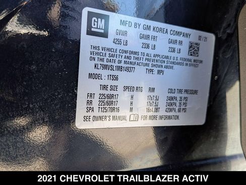 Used 2021 Chevrolet TrailBlazer ACTIV w/ Technology Package FWD image 24
