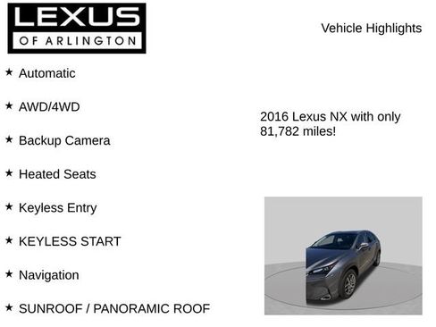 Used 2016 Lexus NX 200t AWD w/ Premium Package image 8