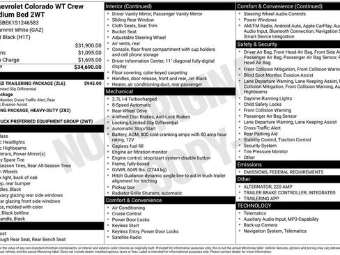 New 2025 Chevrolet Colorado W/T w/ Advanced Trailering Package image 28