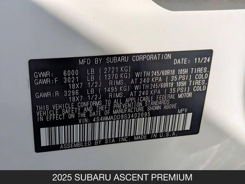 Used 2025 Subaru Ascent Premium AWD/4WD image 27