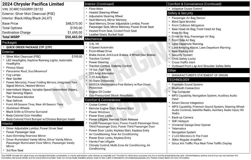 Certified 2024 Chrysler Pacifica Limited FWD image 2