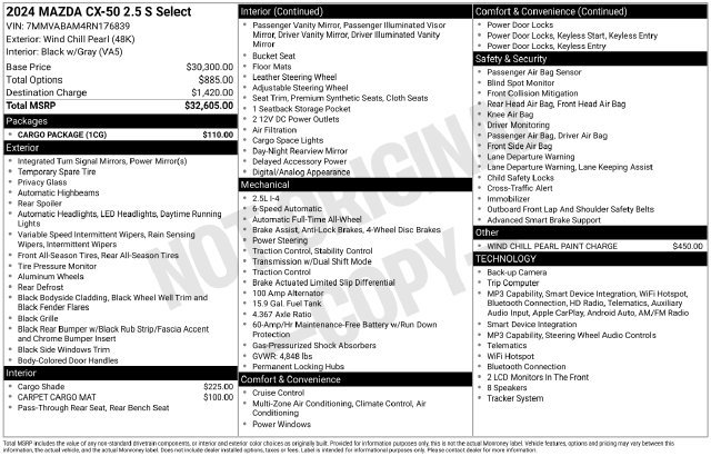 Certified 2024 MAZDA CX-50 AWD 2.5 S w/ Cargo Package image 28