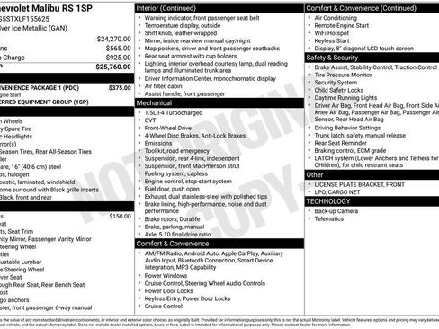 Used 2020 Chevrolet Malibu RS w/ LPO, Convenience Package 1 FWD image 21