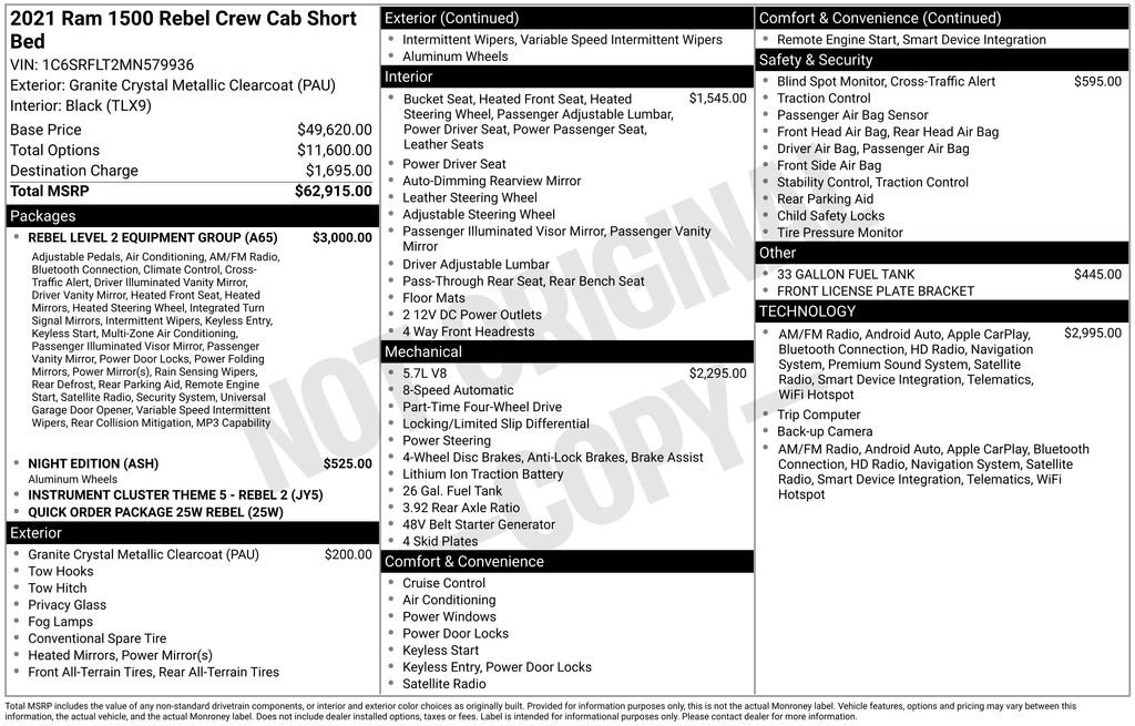 Used 2021 RAM 1500 Rebel w/ Rebel Level 2 Equipment Group AWD/4WD image 3