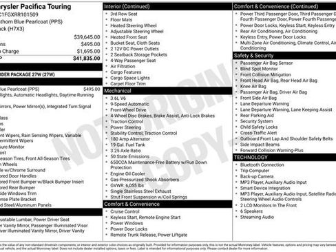 Used 2024 Chrysler Pacifica Touring FWD image 1
