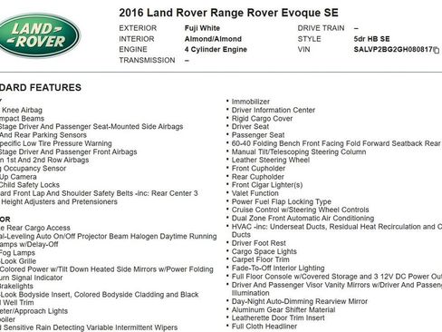 Used 2016 Land Rover Range Rover Evoque SE Premium AWD/4WD image 18