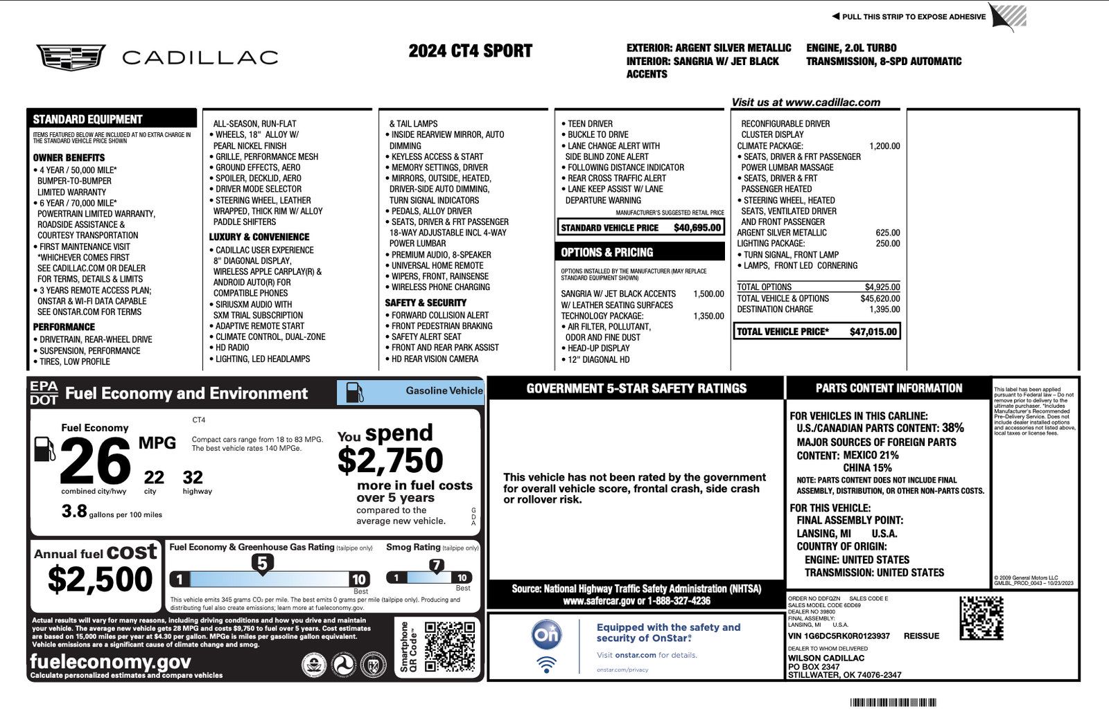 Used 2024 Cadillac CT4 Sport RWD image 3