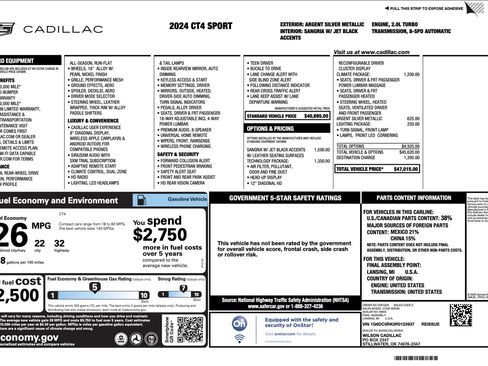 Used 2024 Cadillac CT4 Sport w/ Technology Package RWD image 3