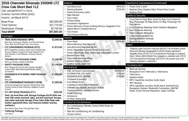 Used 2026 Chevrolet Silverado 2500 LTZ w/ Trail Boss Package AWD/4WD image 36