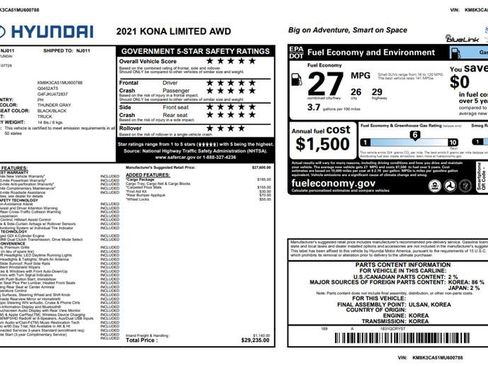 Used 2021 Hyundai Kona Limited w/ Cargo Package AWD/4WD image 3