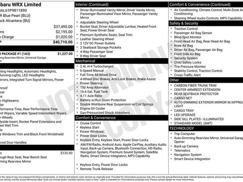 Used 2023 Subaru WRX Limited w/ Popular Package #1 AWD/4WD image 40