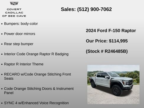 Used 2024 Ford F150 Raptor w/ Equipment Group 803A Raptor R AWD/4WD image 30