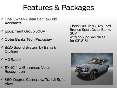 Certified 2025 Ford Bronco Sport Outer Banks w/ Outer Banks Tech Package+ AWD/4WD image 4
