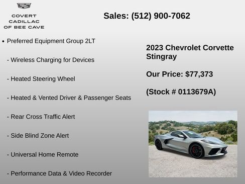 Used 2023 Chevrolet Corvette Stingray Preferred Conv w/ Z51 Performance Package RWD image 12