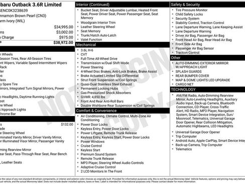 Used 2019 Subaru Outback 3.6R Limited image 7