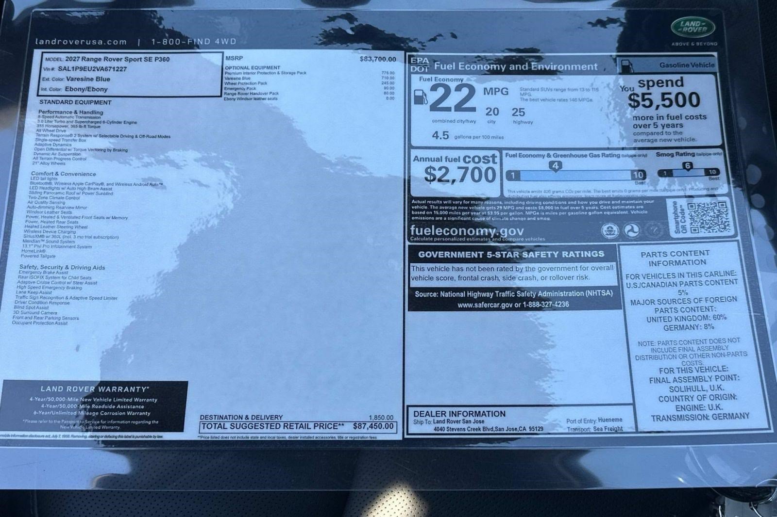 New 2027 Land Rover Range Rover Sport SE AWD/4WD image 30