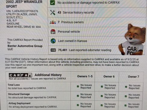 Used 2002 Jeep Wrangler Sport image 24