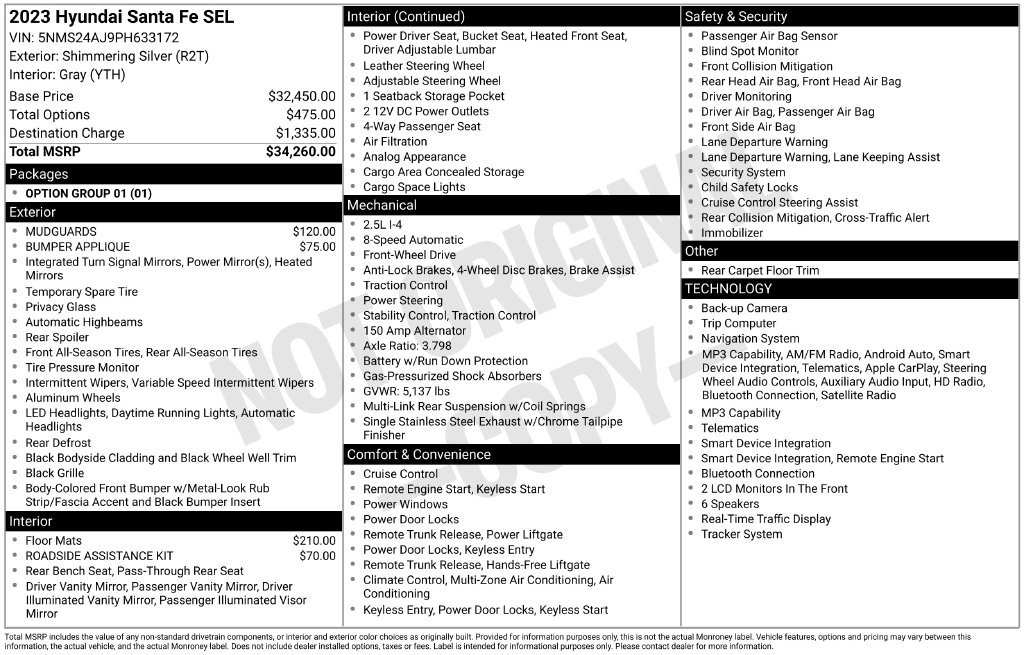 Certified 2023 Hyundai Santa Fe SEL FWD image 24