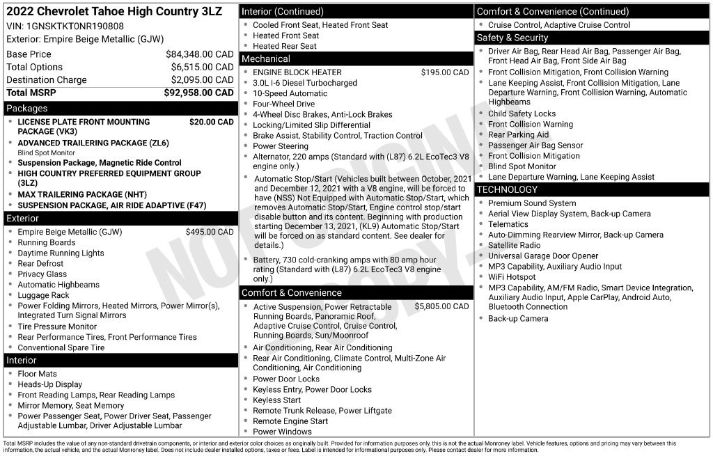 Used 2022 Chevrolet Tahoe High Country AWD/4WD image 40