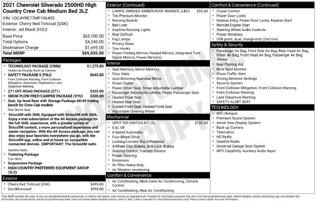 Used 2021 Chevrolet Silverado 2500 High Country w/ Technology Package AWD/4WD image 4