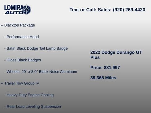 Used 2022 Dodge Durango GT w/ Blacktop Package AWD/4WD image 10