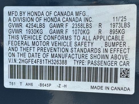 New 2026 Honda Civic FWD Hybrid Sedan image 20