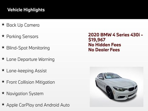 Used 2020 BMW 430i Coupe w/ M Sport Package RWD image 4