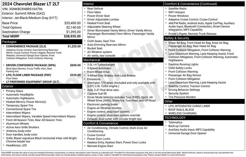 Used 2024 Chevrolet Blazer LT w/ Convenience Package FWD image 29
