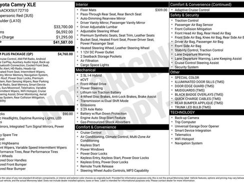 Used 2025 Toyota Camry XLE w/ Premium Plus Package FWD image 2