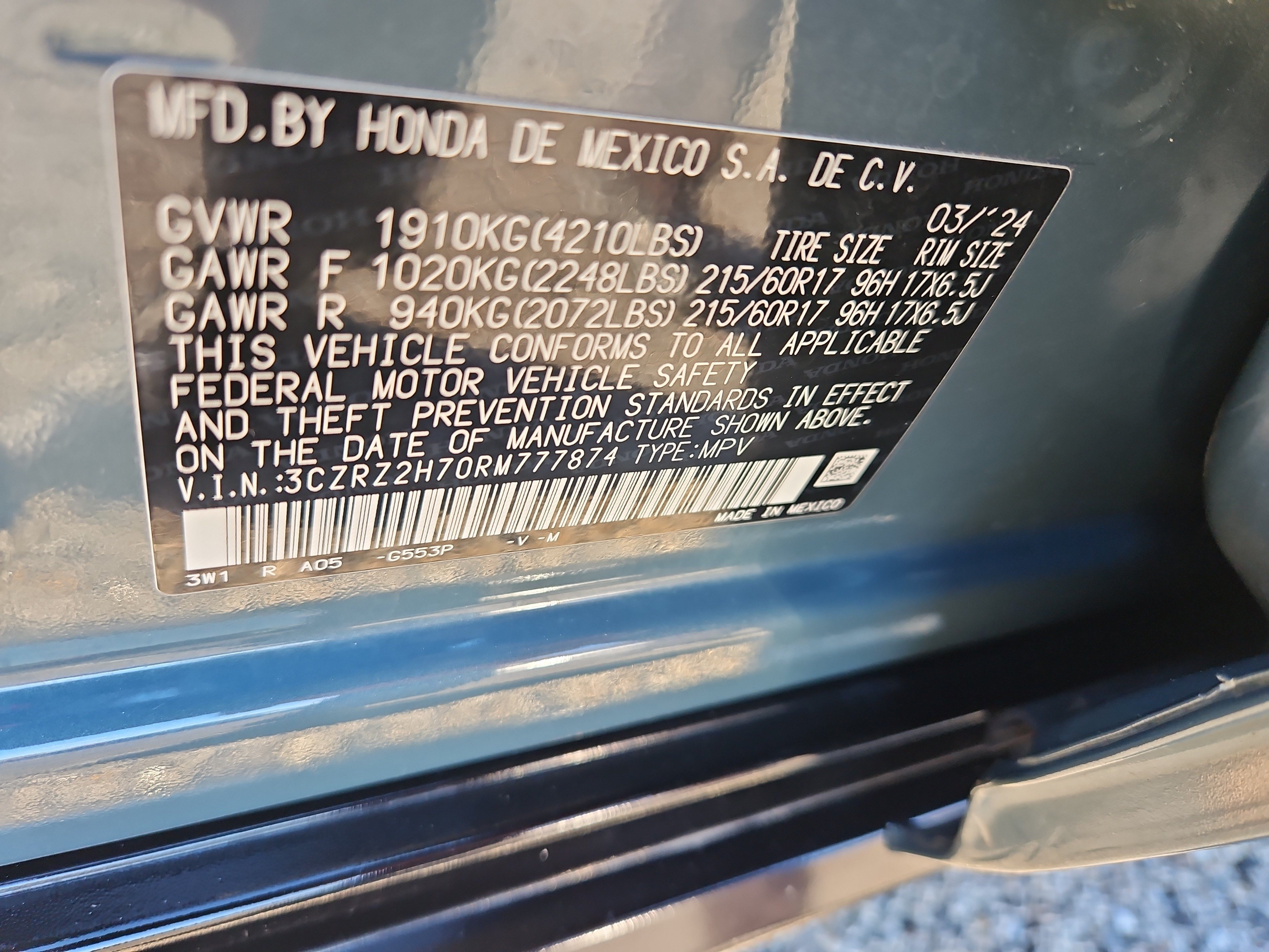Certified 2024 Honda HR-V EX-L image 7