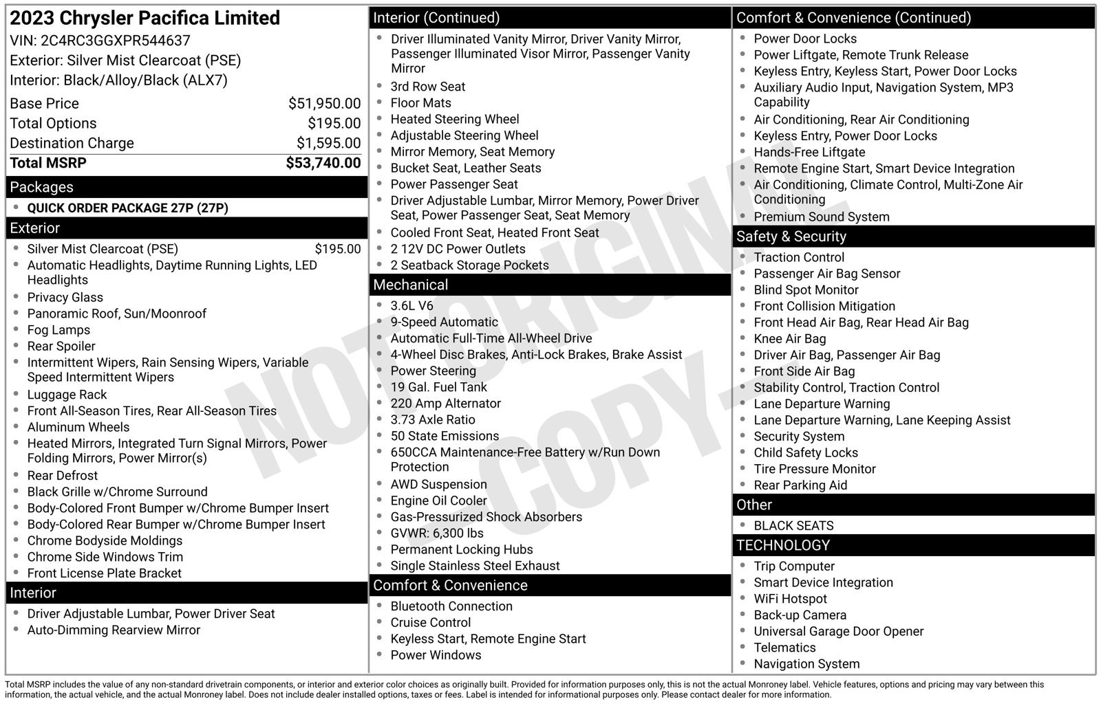 Used 2023 Chrysler Pacifica Limited AWD/4WD image 7