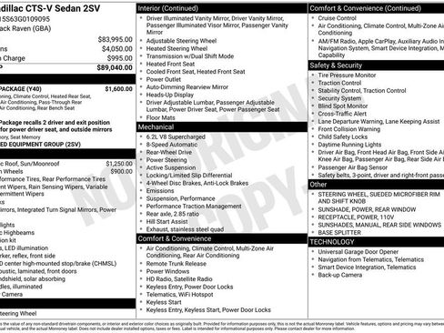 Used 2016 Cadillac CTS V w/ Luxury Package RWD image 7