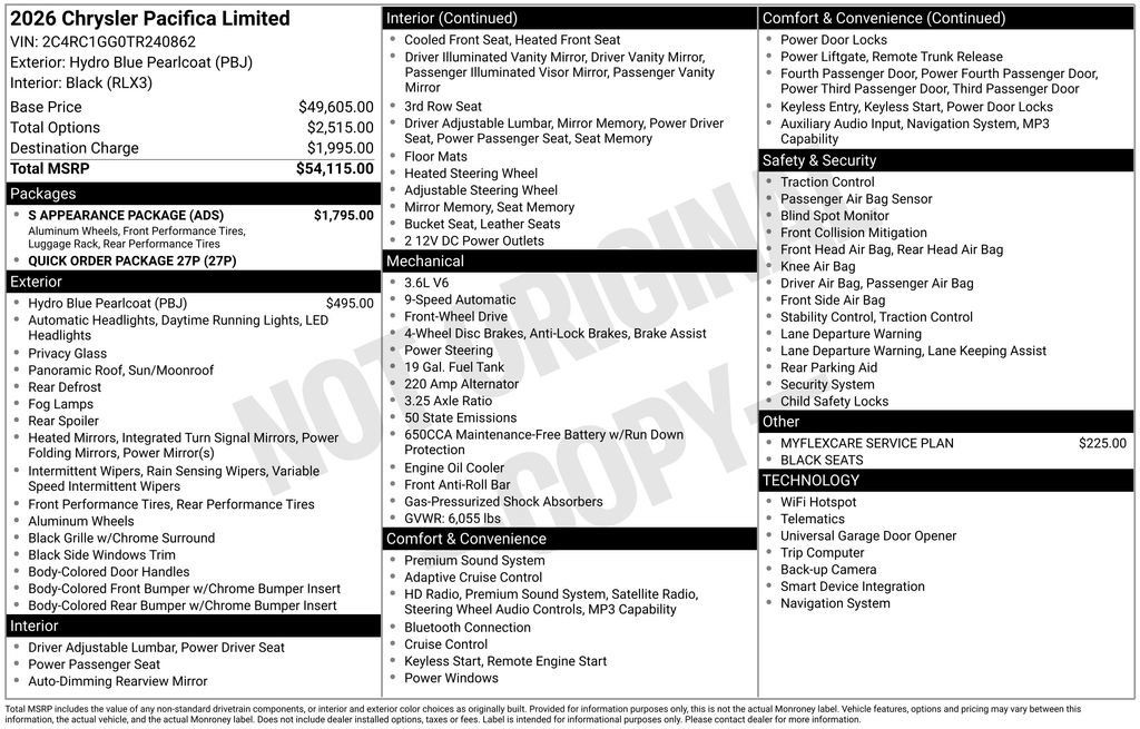 New 2026 Chrysler Pacifica Limited w/ S Appearance Package FWD image 33