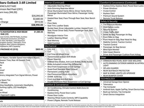 Used 2018 Subaru Outback 3.6R Limited image 9