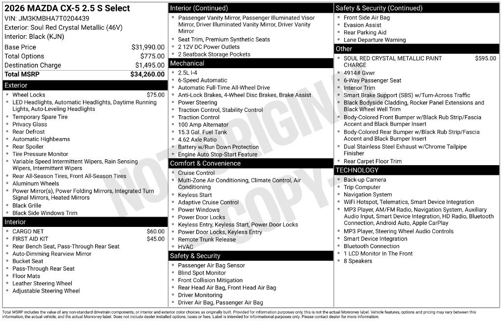 New 2026 MAZDA CX-5 Select AWD/4WD image 22