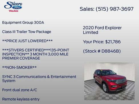 Used 2020 Ford Explorer Limited w/ Class III Trailer Tow Package AWD/4WD image 8