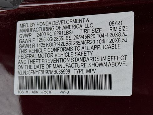 Certified 2021 Honda Passport Touring image 33