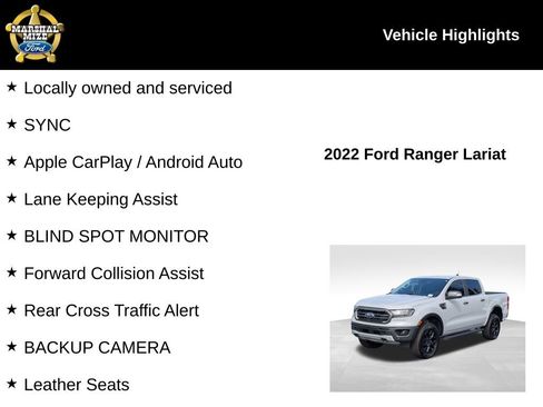 Used 2022 Ford Ranger Lariat w/ Equipment Group 501A High image 2