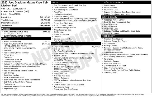 Used 2022 Jeep Gladiator Mojave w/ Trailer Tow Package AWD/4WD image 30