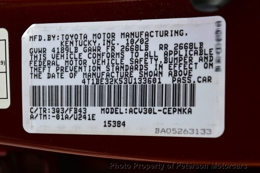 Used 2003 Toyota Camry LE FWD image 69