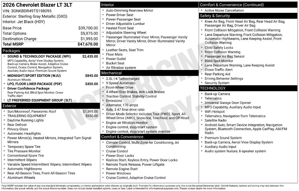 New 2026 Chevrolet Blazer LT w/ Sound & Technology Package FWD image 35