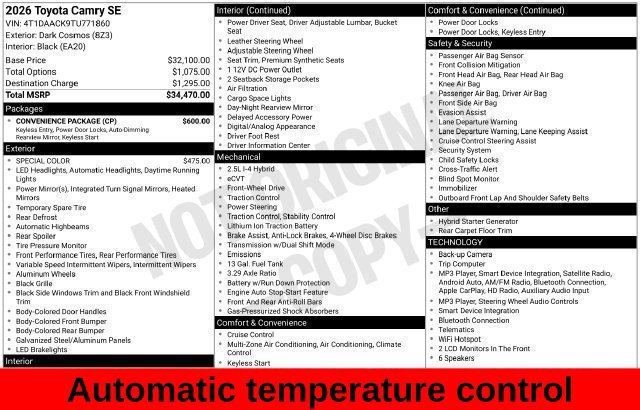 Used 2026 Toyota Camry SE w/ Convenience Package FWD image 21